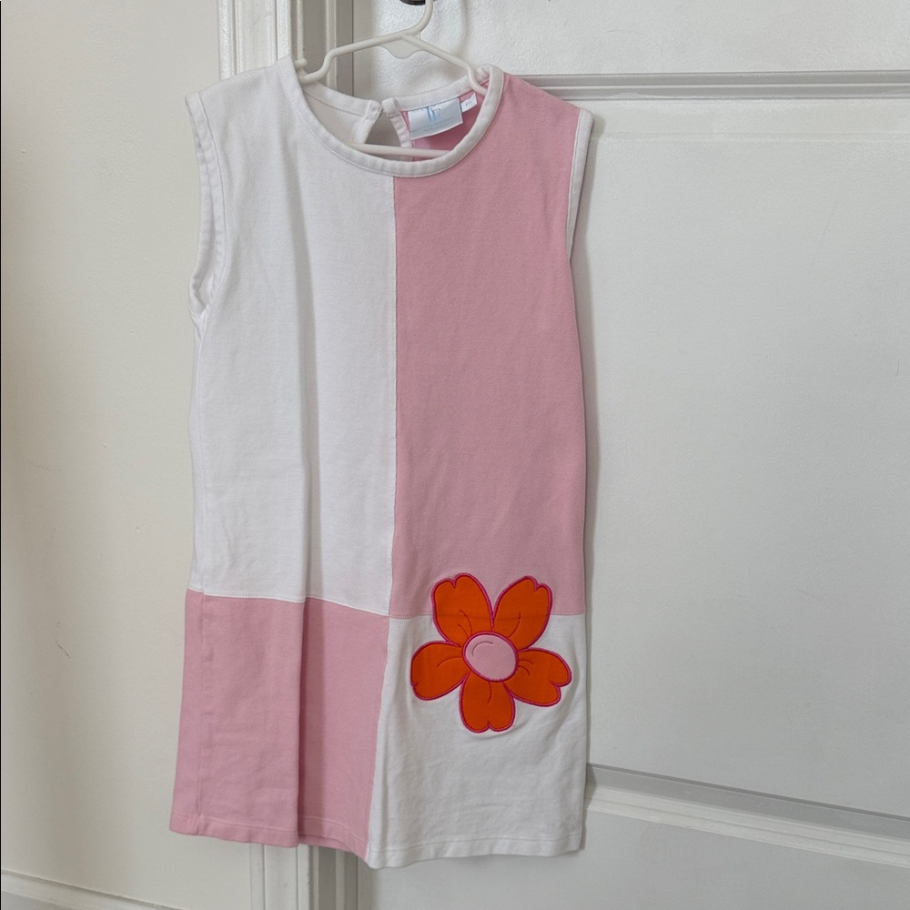 Little English Pink and White Dress with Orange Accent